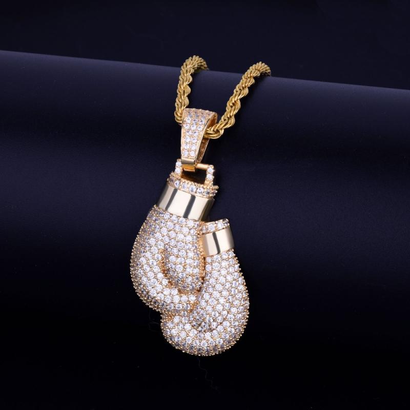Boxing Glove Set - Hip Hop Bling Iced Cubic Zircone