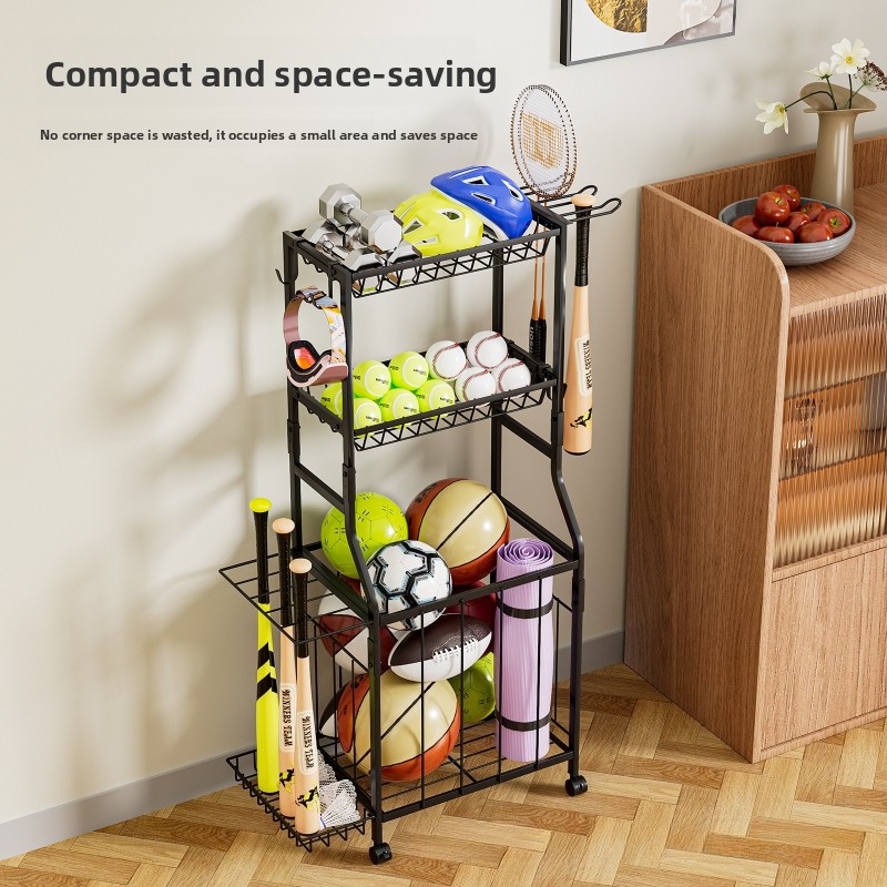 Sports Equipment Trolley - Rastrelliera multifunzionale per attrezzature fitness, cesto
